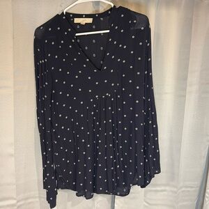 Loft navy long sleeve blouse bell sleeve small